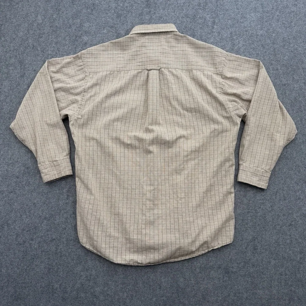Pendleton Mens L Beige Plaid Cotton Button Down Shirt Dual Pocket Indonesia